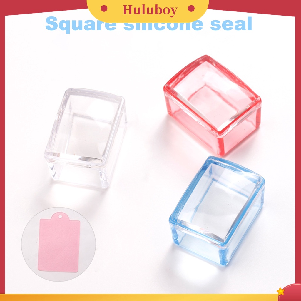 Huluboy Huluboy♡ Stempel Kuku Bentuk Persegi Bahan Silikon Transparan Untuk Manicure Wanita