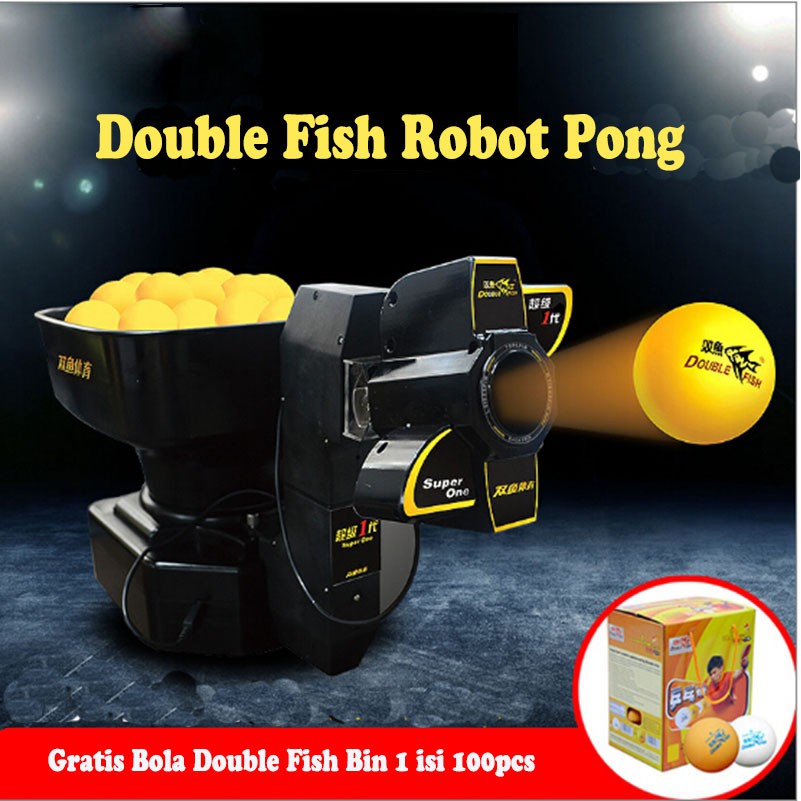 Double Fish Robot pong tenis meja Robot Pelontar Pingpong