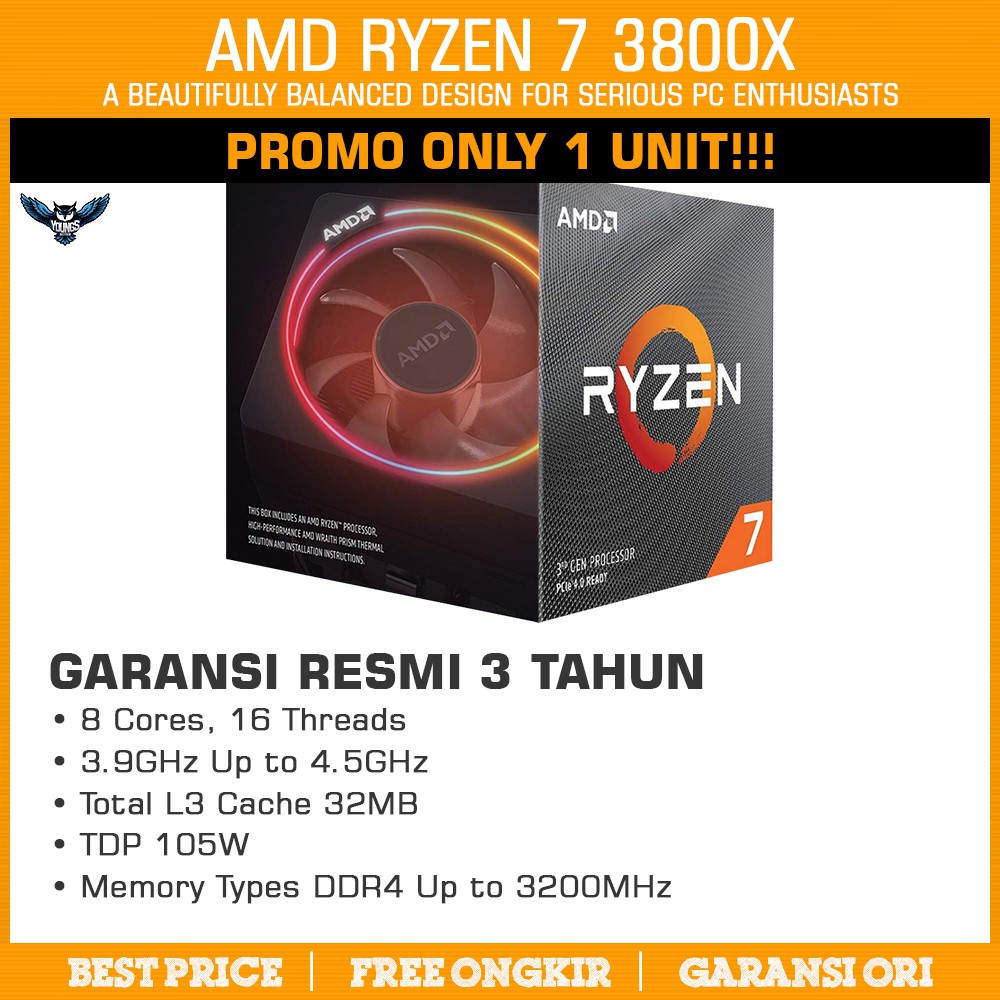 AMD RYZEN 7 3800X BOX AM4 8-CORE 3.9GHz UpTo 4.5GHz CPU PROCESSOR