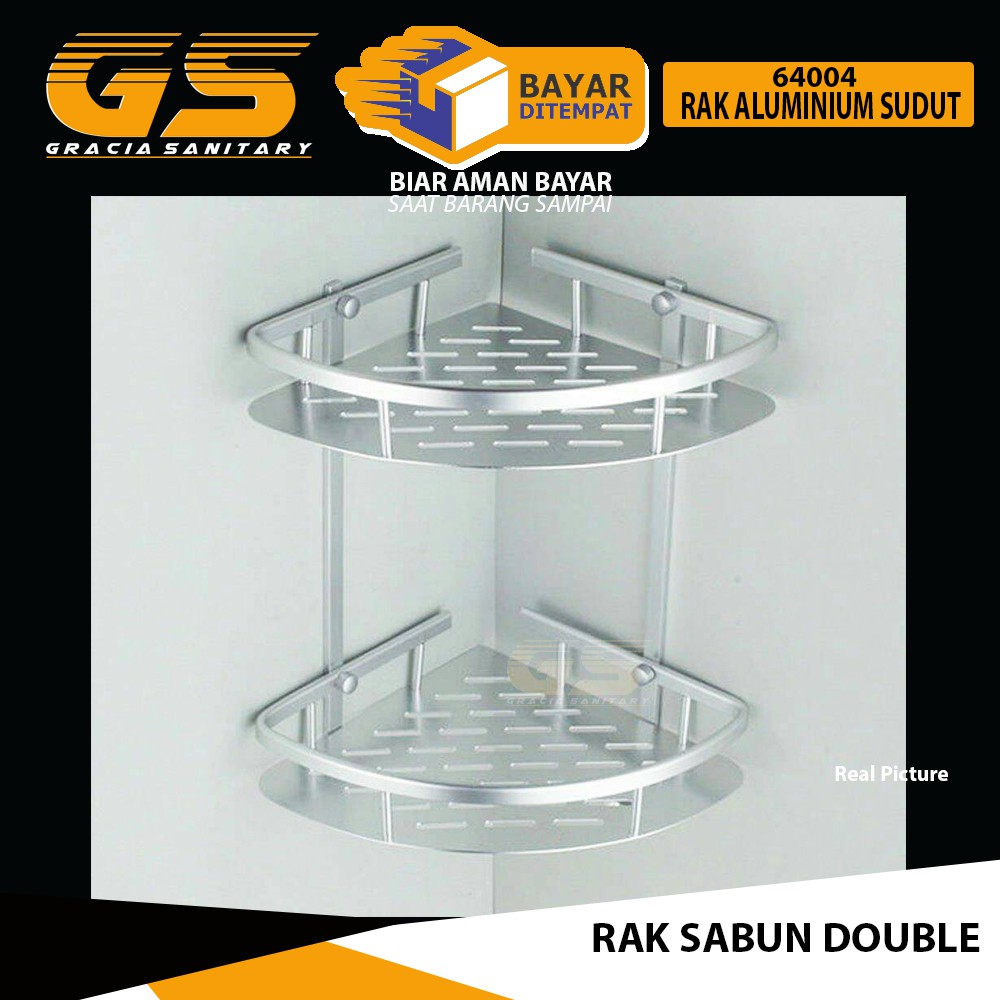 Rak Sabun Tempat Sabun Kamar Mandi Sudut Stainless Double 64004-2