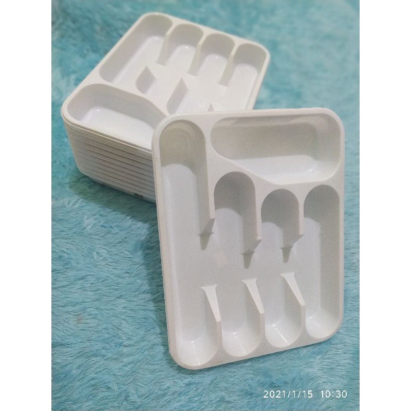 Tempat Penyimpanan Laci Sendok Garpu Pisau Putih