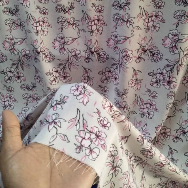 Kain katun Rayon VISCOSE motif bunga kecil