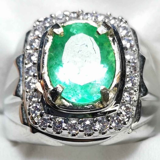 BATU PERMATA ZAMRUD COLOMBIA ASLI NATURAL RING PERAK BANGKOK 926 SIAP PAKAI