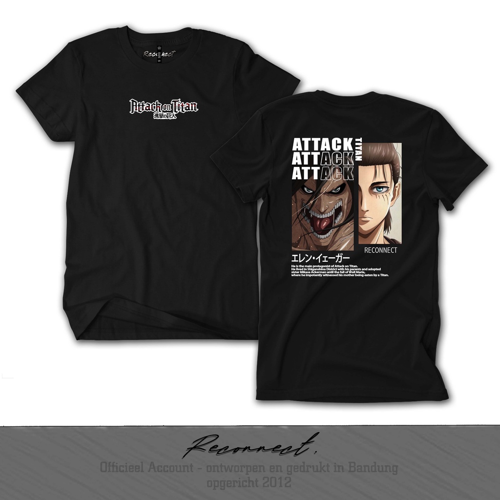 Reconnect Kaos UNISEX Anak &amp; Dewasa Anime AOT Eren - Gratis Tambah Nama