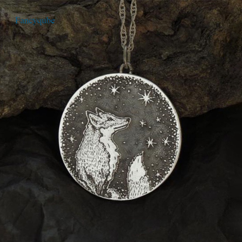 Fancyqube Creative Aesthetic Arctic Fox Pendant Fashion Necklace Star Gaze Pendant Necklace Lady Fashion Engagement Jewelry Gift