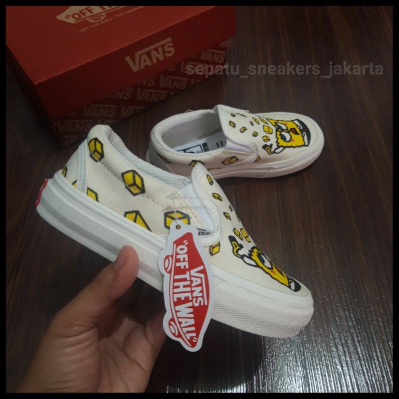 Sepatu Anak Vans Motif Spongebob Warna Cream