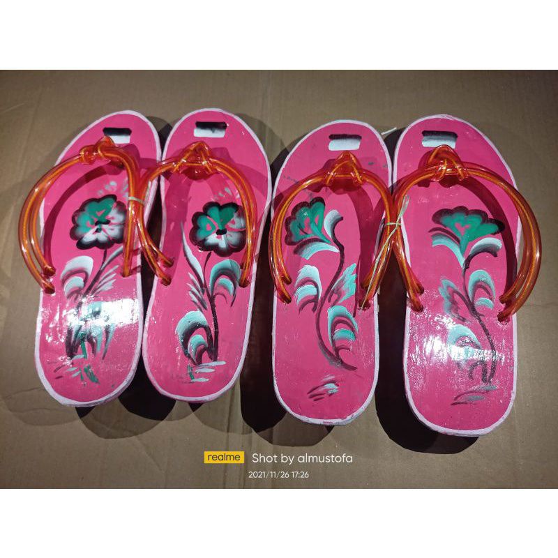 Sandal bakiak lukis japit/ sandal bakiak warna / bakik japit /terompah