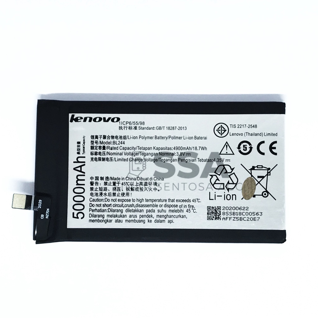 Baterai Original 100% Lenovo BL244 Vibe P1 Turbo P1A42 P1C72 P1C58 C58 C72 BL 244 Batre Batrai HP