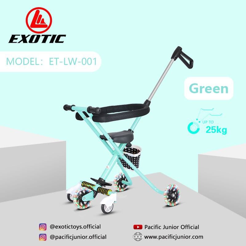 Stroler Anak Bayi Balita Kursi Dorong Micro Stroller Trike Exotic ET LW001 Roda 5 Lipat Garansi SNI-2