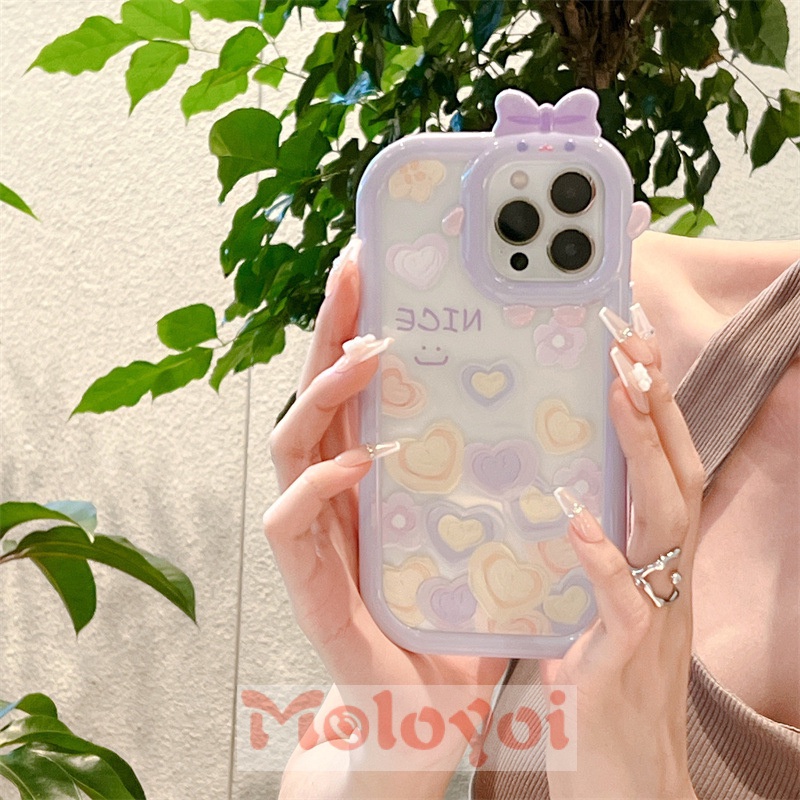 Soft Case Motif Hati Smiley Warna Ungu Untuk IPhone 11 7 Plus XR 8Plus 6 6S 12 13 Pro MAX X XS MAX SE 2020