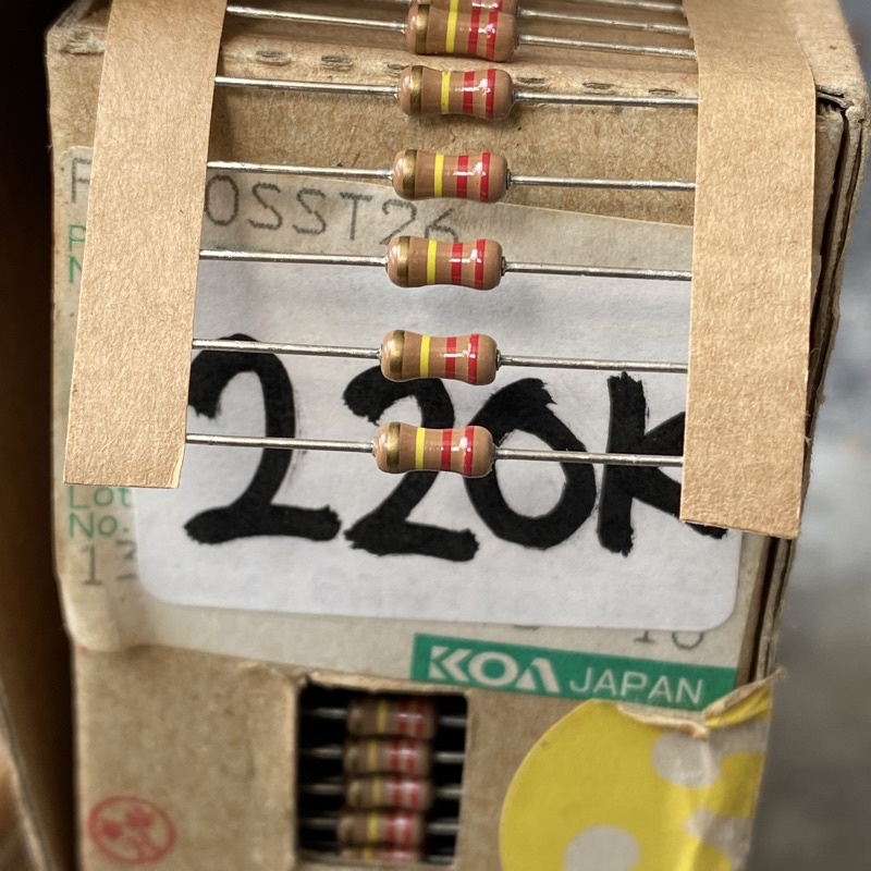 resistor 220k 1/2watt coklat KOA original japan bodi kecil