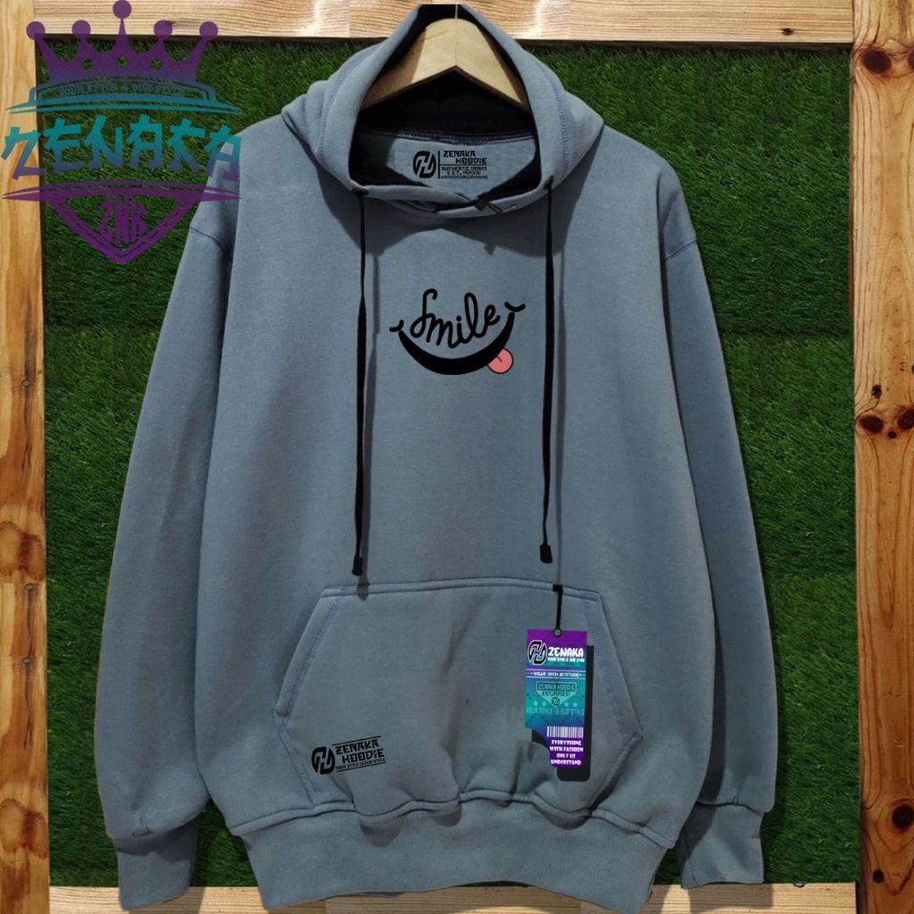 Suiter pria distro original bandung Sweater keren pria distro ori warna abu paralon Sablon smiley Jaket pria keren original Hoodie pria distro aesthetic 2022 Zenaka Hoodie Jaket wanita kekinian korean style terbaru hodie cowok tebal ori