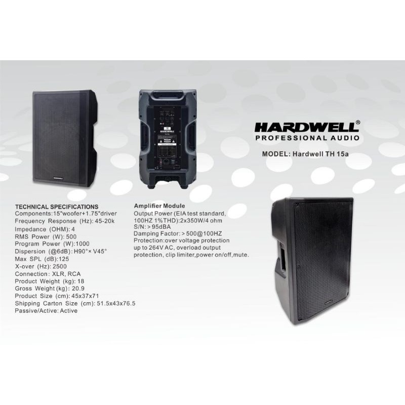 SPEAKER AKTIF HARDWELL TH 15A TH15A 2 PCS 1000 WATT ORIGINAL