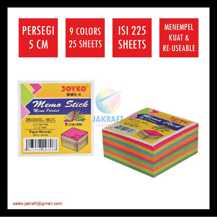 

Joyko Mms-4 Post It 5 X 5 Cm Isi 225 Kertas Memo Pelekat Tempel Stick Murah