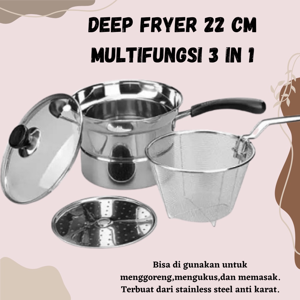 Best seller!! Deep Fryer 22 cm Multifungsi 3 in 1 [BAYAR DI TEMPAT] Panci Korea Serbaguna