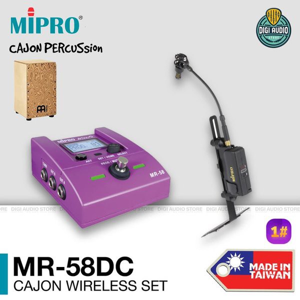 Wireless Microphone Cajon Percussion - Mic Kahon Perkusi - 5Ghz Digital Receiver - MIPRO MR-58DC