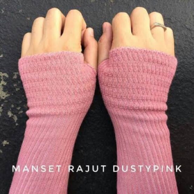 Manset Tangan handsock Jempol Rajut