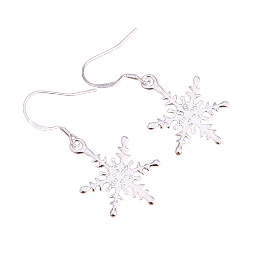 Hu Hu Hu Hu Hu Alat Bantu Pasang Kacamata♡ 1 Pasang Anting Kait Desain Snowflake Bahan 925 Silver Plated Untuk Wanita