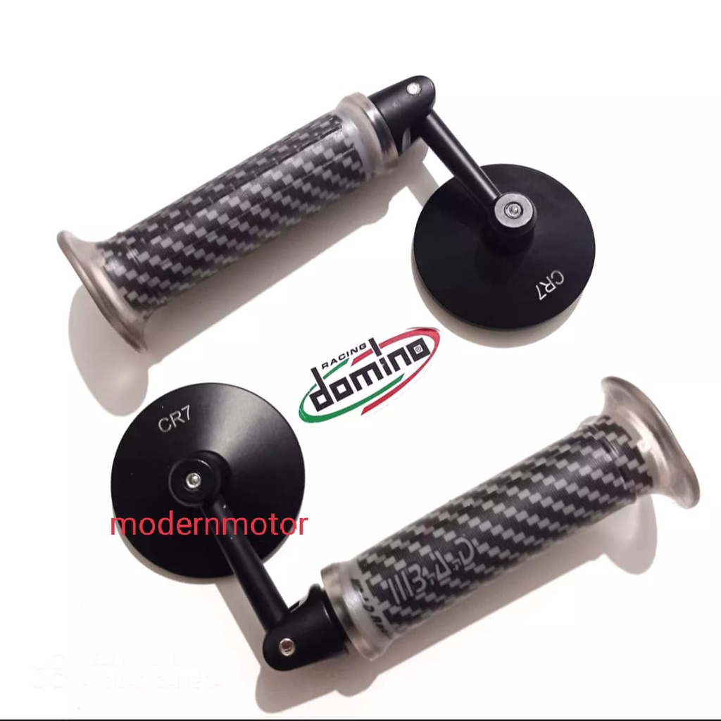 Spion jalu bulat cembung + Handgrip Carbon Universal motor