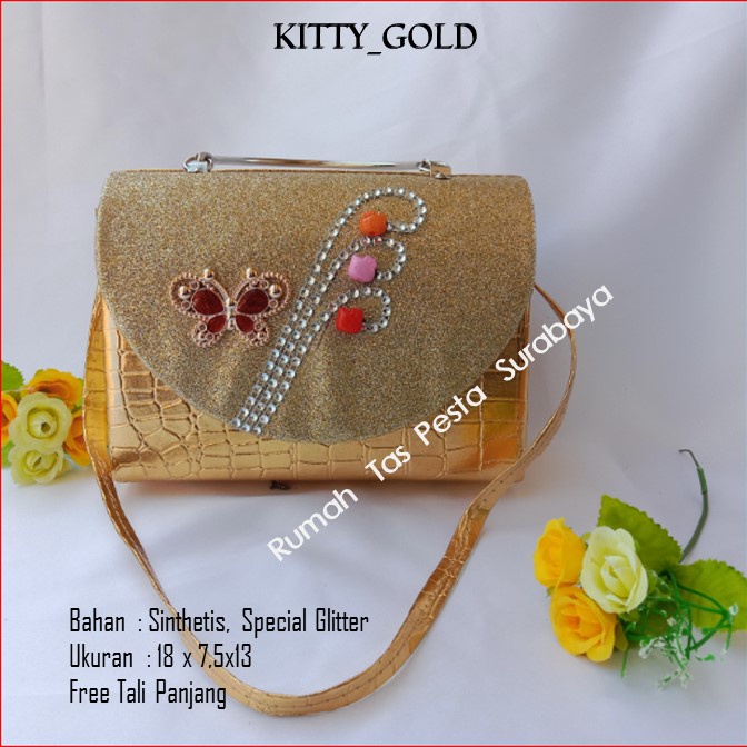 Tas Gliter,Tas Cantik,Tas Elegant,KITTY_GOLD