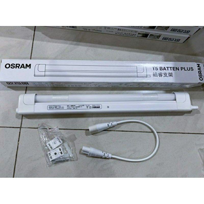 Lampu Neon Led Panjang 38 cm x 7 x 5 cm Tube T5 merk Osram Komplit 1 Set 8 Watt