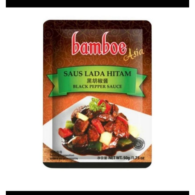 

Bumbu Black Pepper Sauce Saus Lada Hitam Bamboe Asia 50 Gr