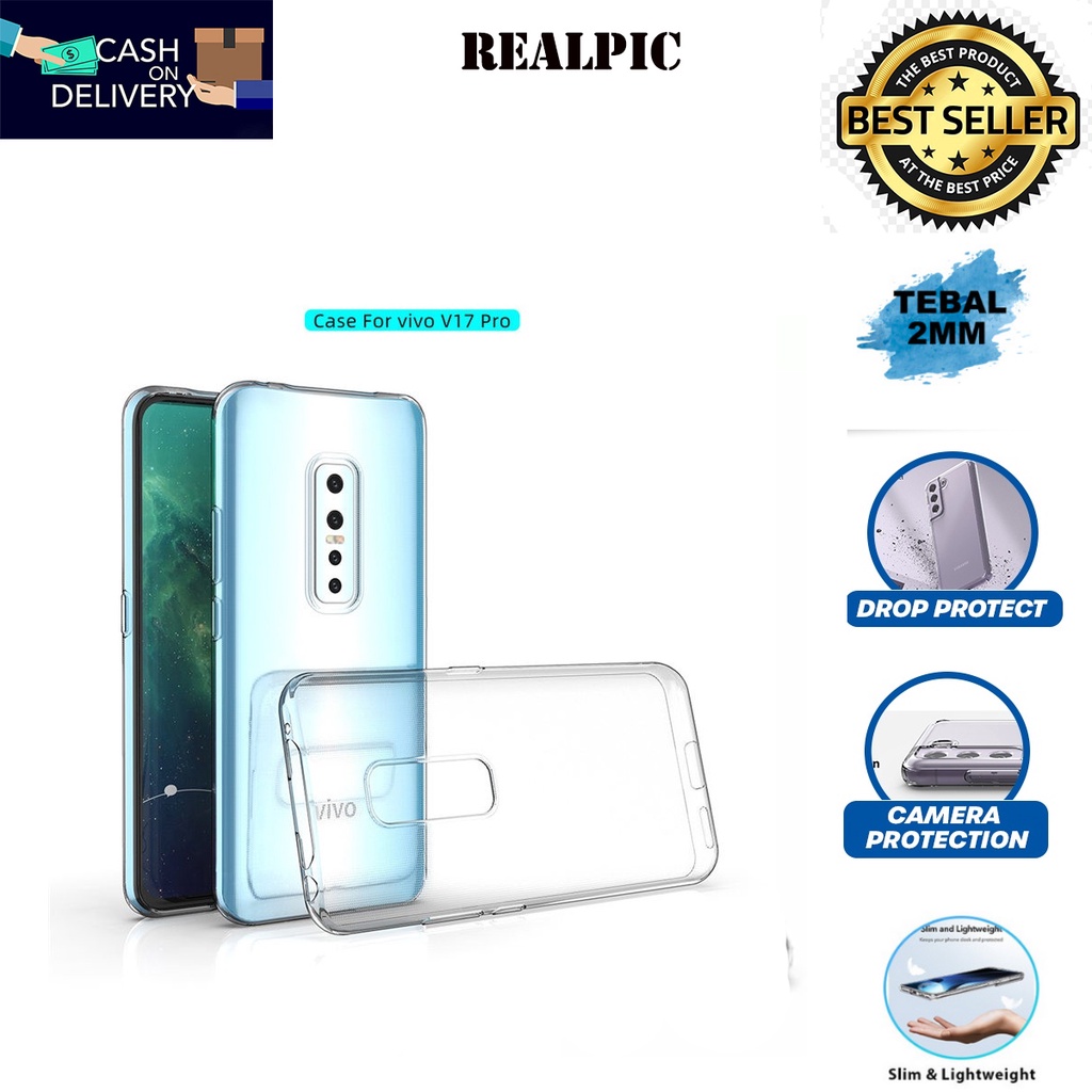 Case Vivo V17 PRO Casing Clear HD KETEBALAN 2MM BENING TRANSPARAN TPU Premium Softcase