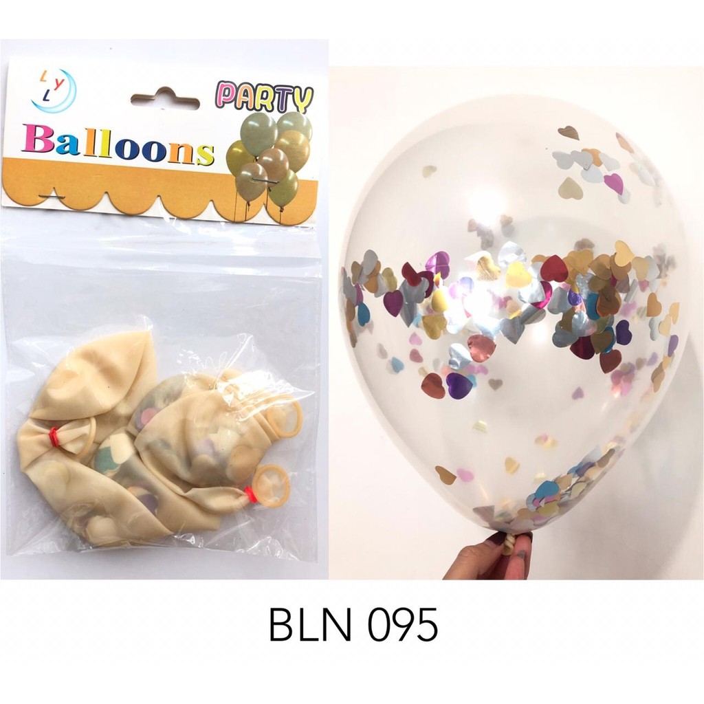 Balon Transparant Isi Foil Mix Per 5pcs /Balon Transparan /Dekorasi Balon /Ultah