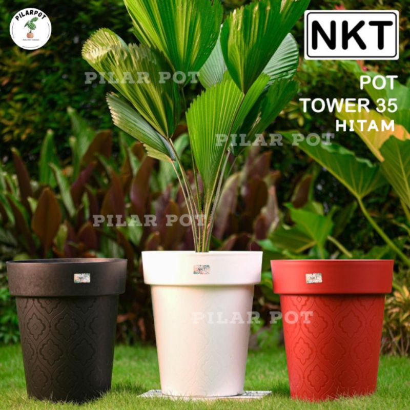 pot bunga tanaman tinggi tower hitam 35cm - NKT TOWER JUMBO 35 HITAM