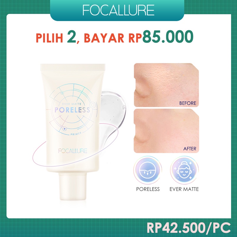 【BPOM】FOCALLURE Poreless Primer Cream Makeup Base -Ever Waterproof Matte Primer 20g FA268