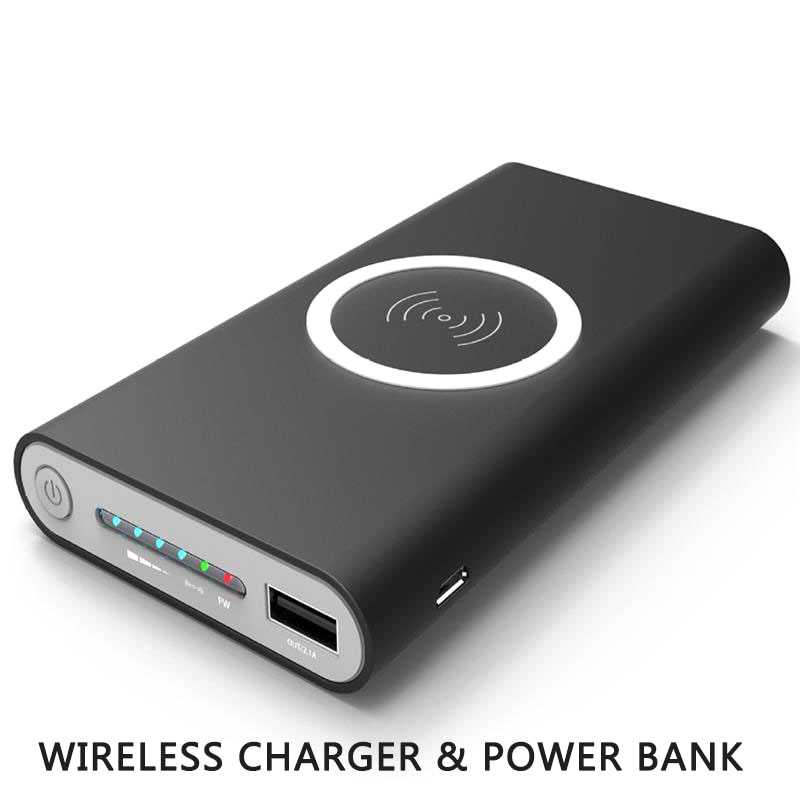 Power Bank Qi Wireless Charging Pad 2 Port 2.1A 10000mAh - 042-Hitam