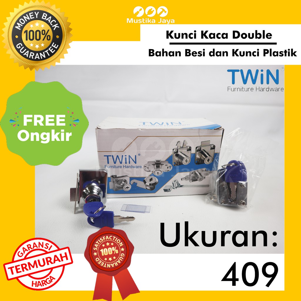 Kunci Lemari / Etalase Kaca Jepit Pintu Twin 409 DOUBLE