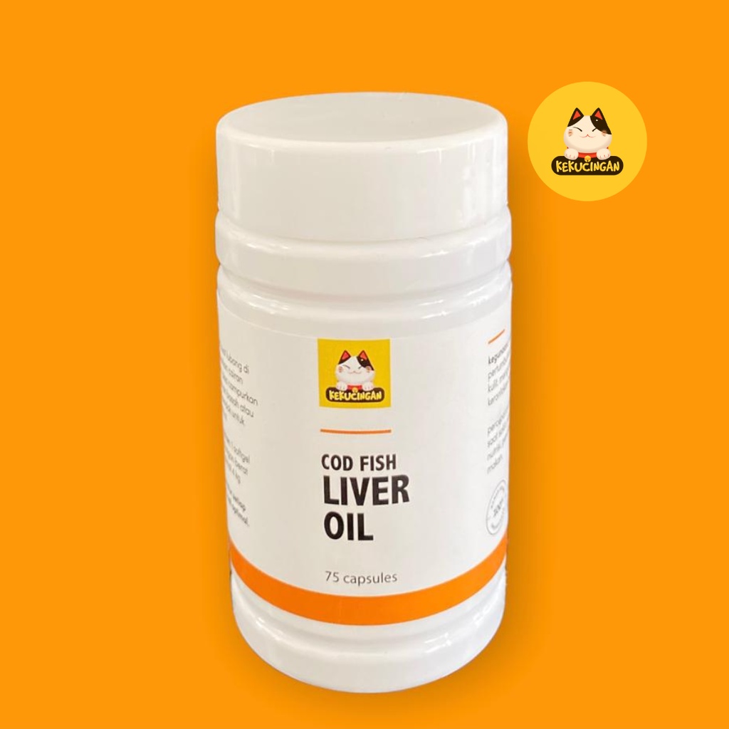 Minyak Ikan COD Fish Liver Oil Vitamin Bulu Kucing Anjing Kekucingan 75 Kapsul