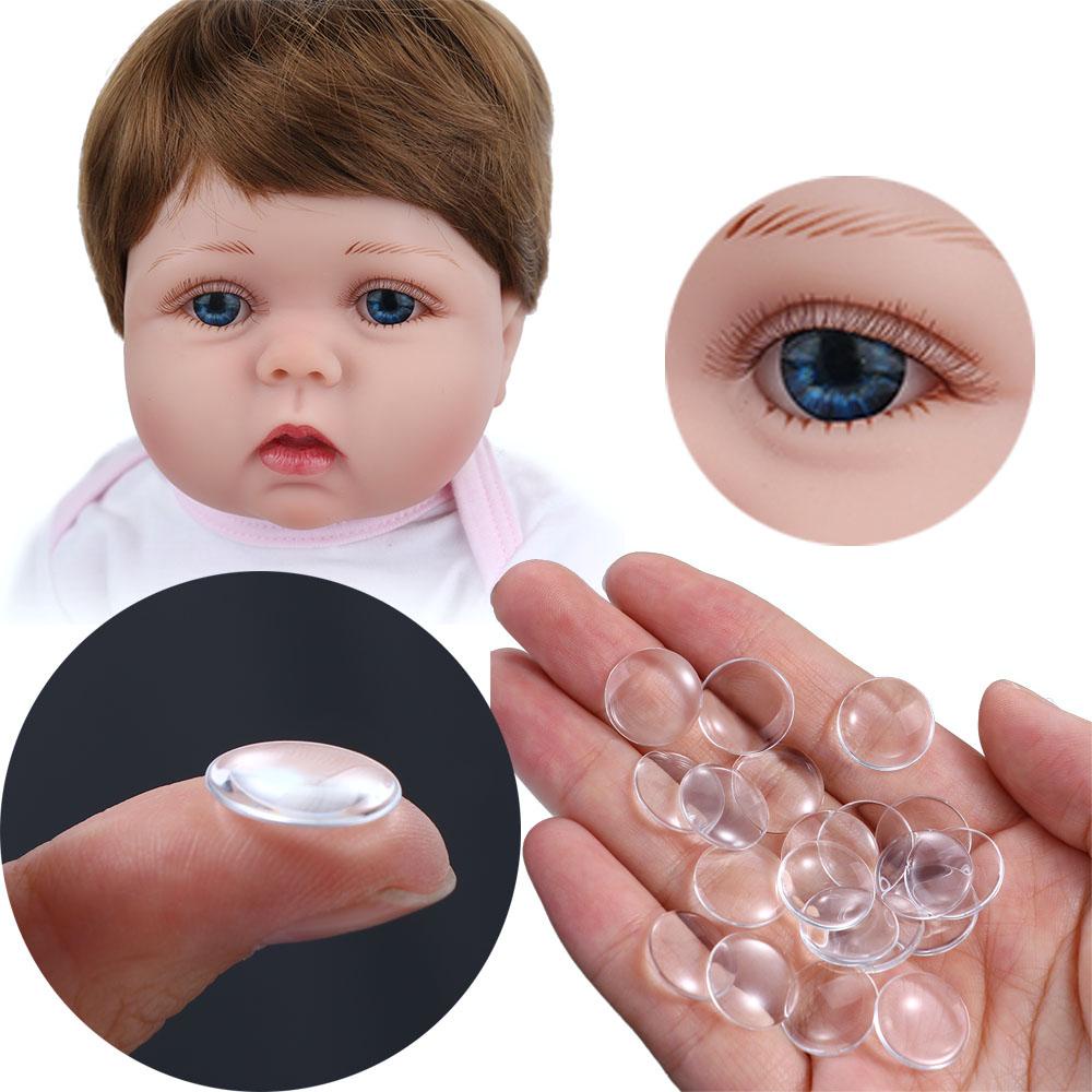 Quinton Glass Eye Chips Boneka Aksesoris Cabochon 14mm Flat Back Round Clear Glass Penutup Mata Boneka