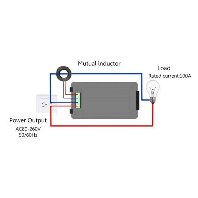 Pengukur Volt Amper Energi Frekuensi Daya Faktor Panel Meter Arus Detector 110 V 220 V 100A LCD Biru