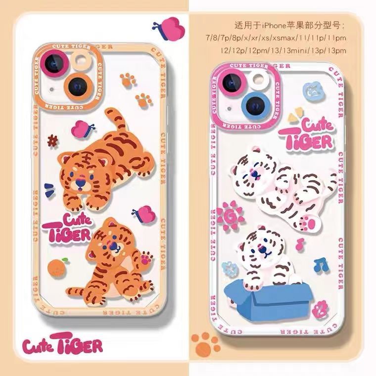 Soft Case TPU Transparan Motif Harimau Untuk Iphone 13 Pro Max / 12 / 11 / XS / XR / X / 8 / 7 / 6 Plus / SE 2020
