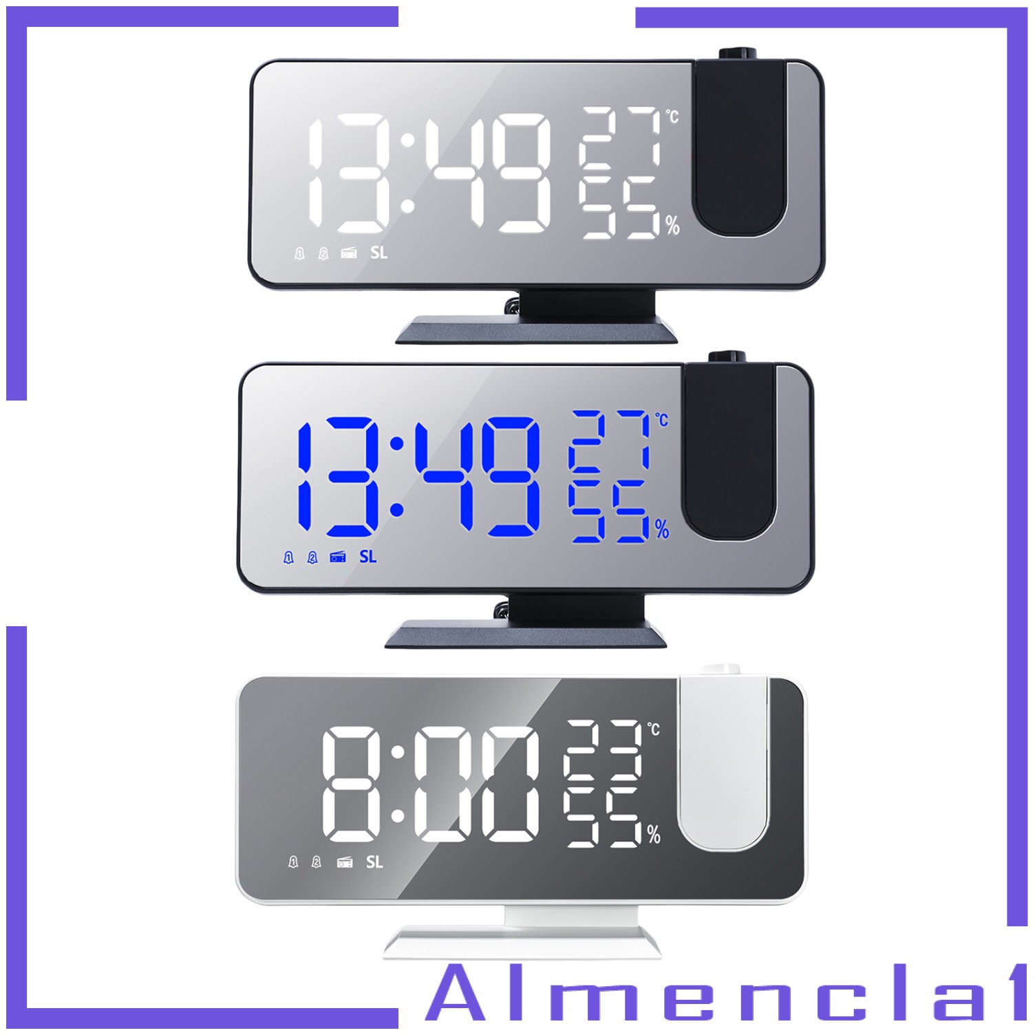 Almencla1 Jam Alarm Digital Layar Led 73 Rotasi 180 Derajat Dengan 4 Dimmer Shopee Indonesia