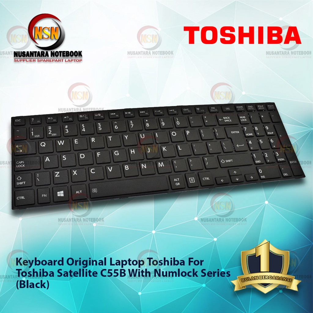 Keyboard Original Laptop Toshiba Satellite C55B UK Enter Besar Numlock