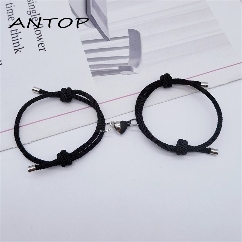 2 Pcs Pasangan Gelang Magnet Adjustable Pesona Gelang Cinta Aksesoris Fashion Hadiah ANTOP