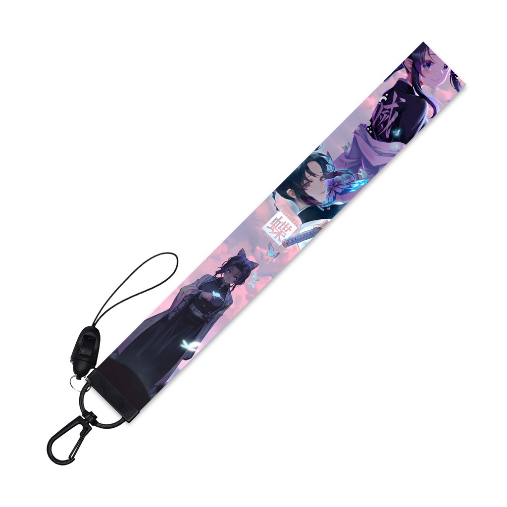 Tali Lanyard Panjang Kombinasi Gantungan Kunci Desain Ghost Killing Blade Butterfly Forbearance Dapat Dilepas Untuk Ponsel