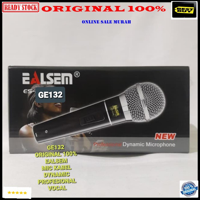 G132 ealsem original 100% mic kabel dynamic Microphone cable karaoke mik vocal vokal profesional pro mikrophone musik music audio sistem sound system panggung dj studio G132   Tidak pakai baterai langsung colok aja  BISA DIGUNAKAN KE SEGALA ALAT AUDIO  Ba