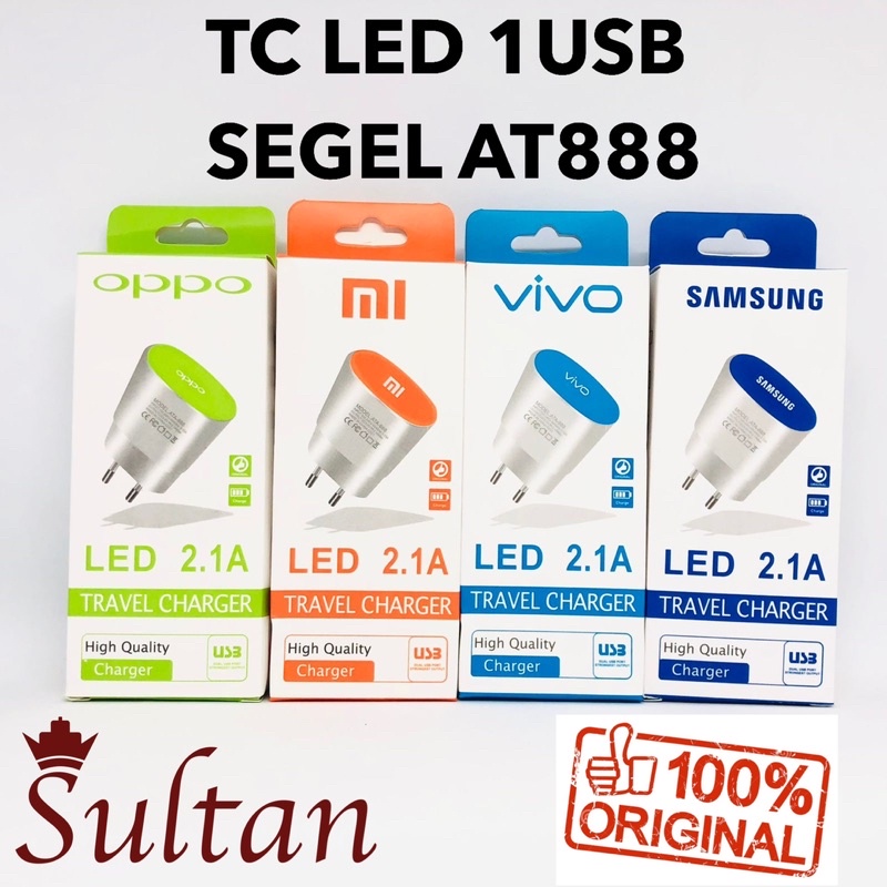 GROSIR CHARGER LED 1USB 2.1A SAMSUNG OPPO VIVO XIAOMI KUALITAS ASLI BAGUS