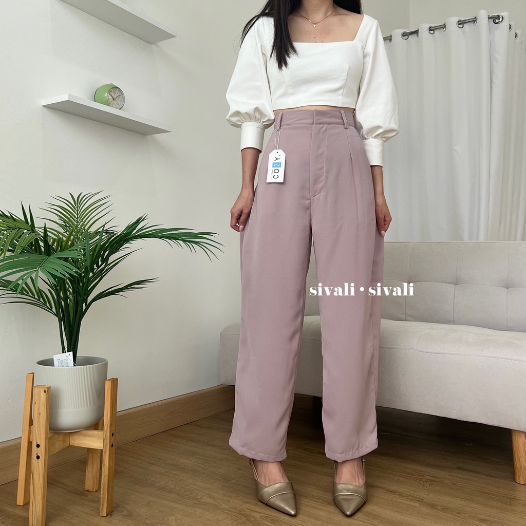 SIVALI Rozel Pants 299 - Loose Pants for Petite - Trousers Wanita - Celana Anti Kusut - Celana Kulot Wanita - Celana Kantor Formal / Casual