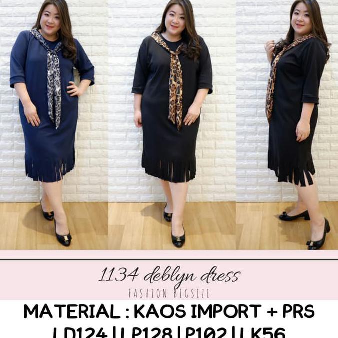 Sale Jumbo 1134 Deblyn Dress Bigsize Material Kaos Import Fit To Xxl Midi Terbaru