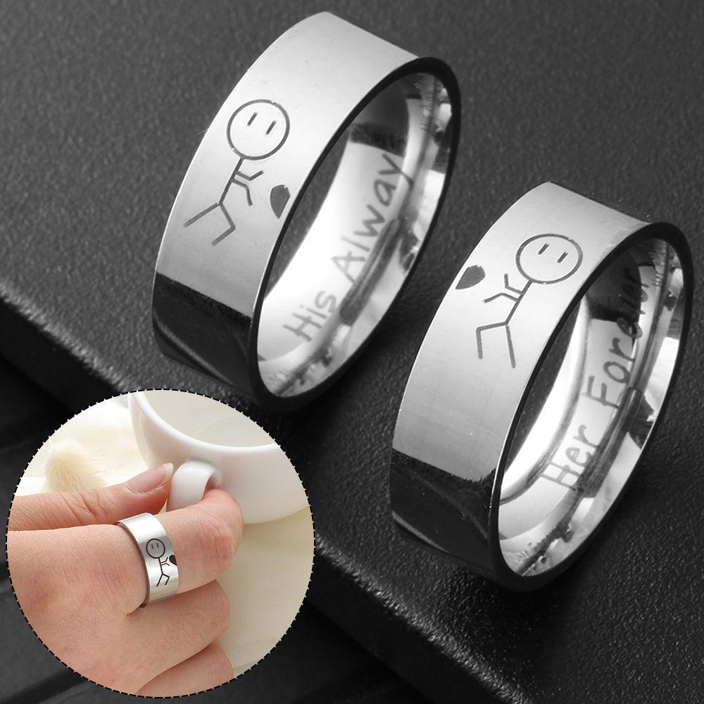 Preva 1PC Cincin Pecinta Fashion Pernikahan Band Perhiasan Pertunangan Pasangan