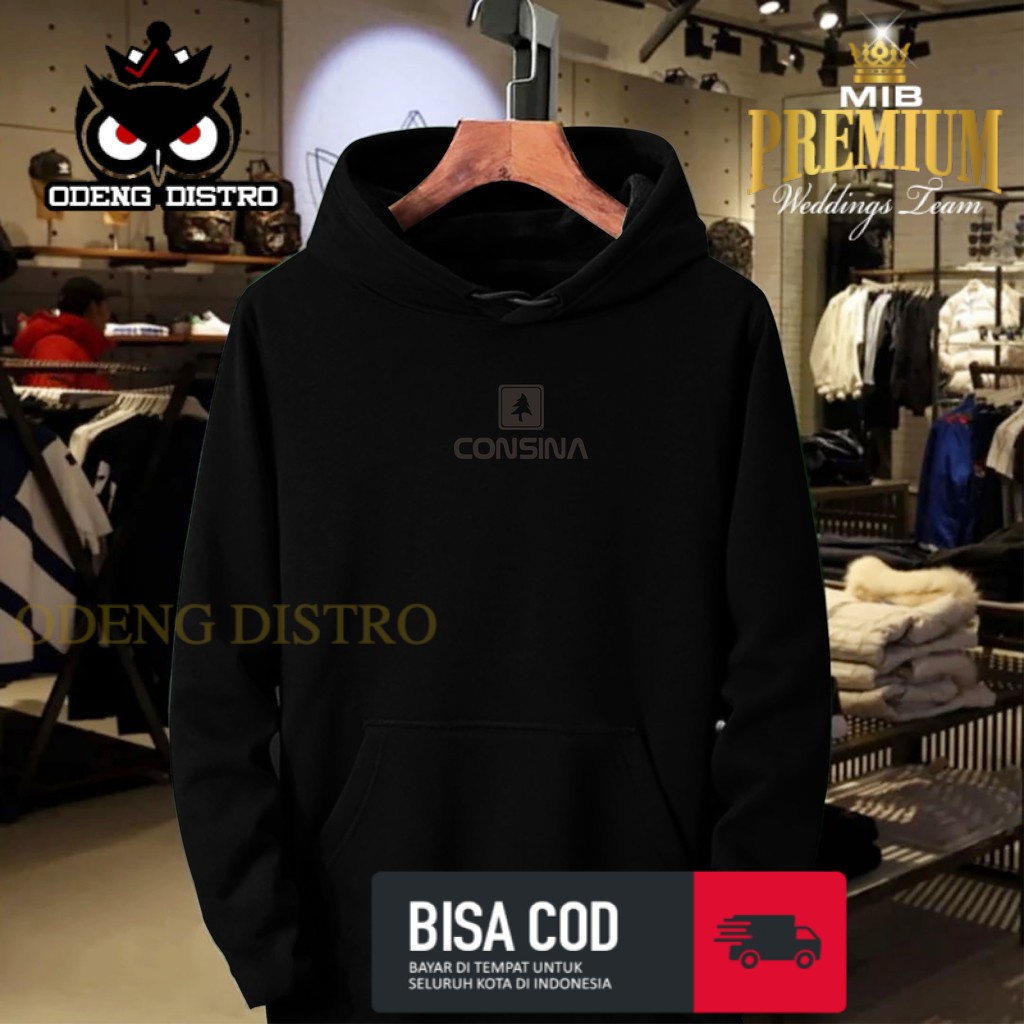 Hoodie Consina Black / Hoodie Distro Consina Jaket Sweater Basebal Varsity Distro Keren Kekinian Ter