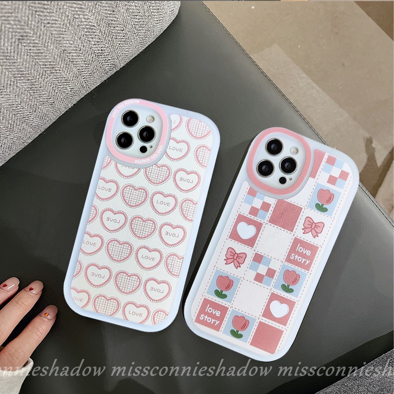 Soft Case TPU Motif Hati Bunga Pita Untuk iPhone 6 6s 7 8 Plus 11 12 13 Pro Max SE 2020 XR X XS Max