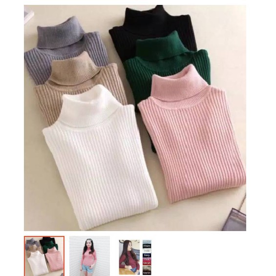 Turtleneck Wanita Daisy Turtle Neck Rajut