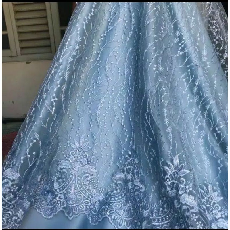 KAIN TILE AKAR MUTIARA BUNGA TUMPAL/BUNGA TEPI KAIN BROKAT METERAN