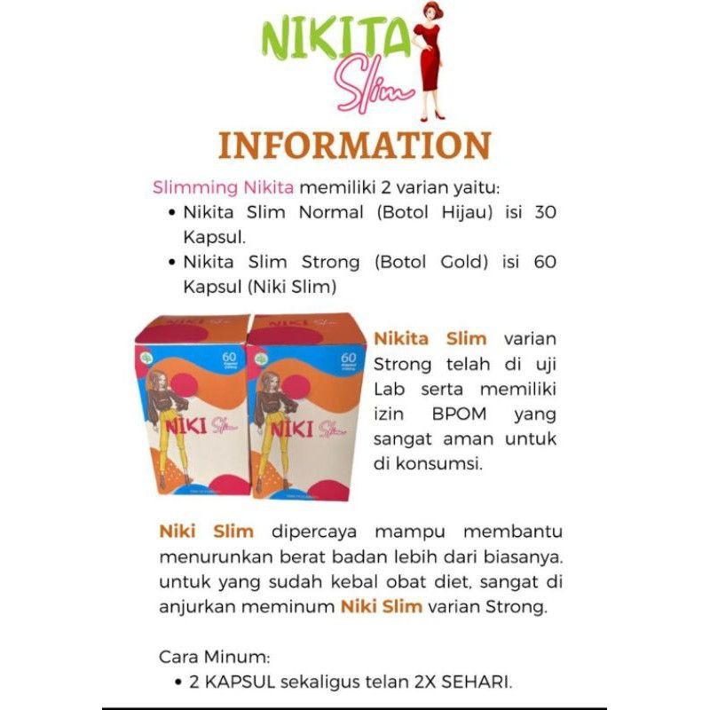 FREE GIFT) NIKITA SLIM EXTRA STRONG BPOM ORIGINAL 100% TOP good ok